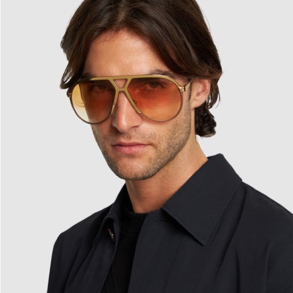 New Authentic Tom Ford Gold Gradient Xaier TF 1060 Aviator Sunglasses